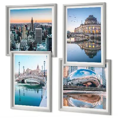 Architecture des villes sur l'eau ensemble de 4 tableaux