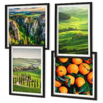 Mur de tableaux la campagne italienne avec des oranges et des éléments naturels