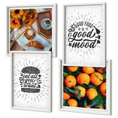 Ensemble de 4 tableaux Cuisine des oranges juteuses