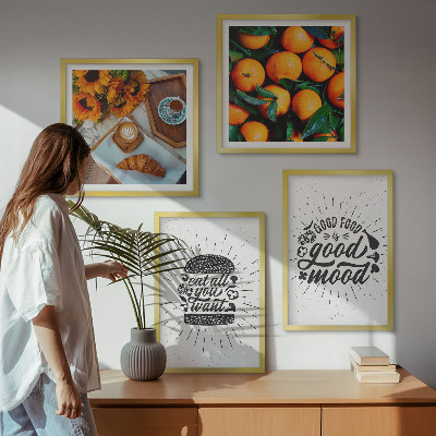 Ensemble de 4 tableaux Cuisine des oranges juteuses