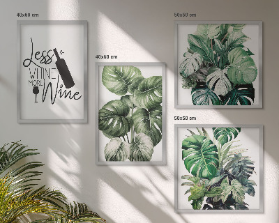 Ensemble de 4 tableaux Feuilles de vigne verte