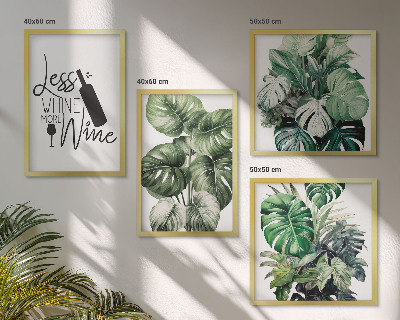 Ensemble de 4 tableaux Feuilles de vigne verte