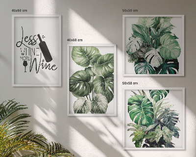 Ensemble de 4 tableaux Feuilles de vigne verte