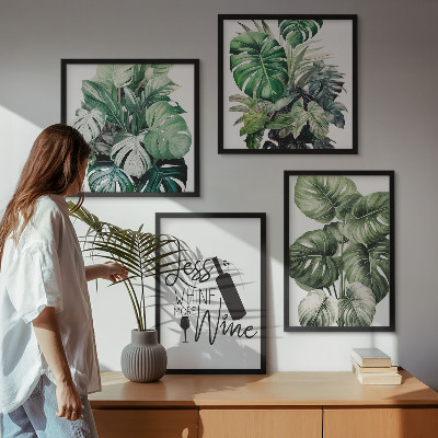 Ensemble de 4 tableaux Feuilles de vigne verte