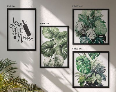 Ensemble de 4 tableaux Feuilles de vigne verte