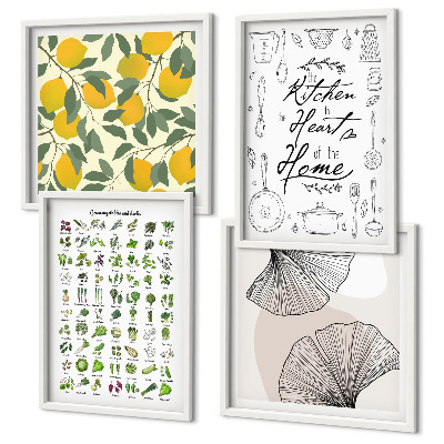 Mur de tableaux Herbes aromatiques de cuisine, peinture au citron