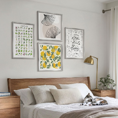 Mur de tableaux Herbes aromatiques de cuisine, peinture au citron