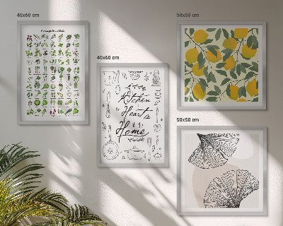 Mur de tableaux Herbes aromatiques de cuisine, peinture au citron