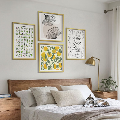 Mur de tableaux Herbes aromatiques de cuisine, peinture au citron
