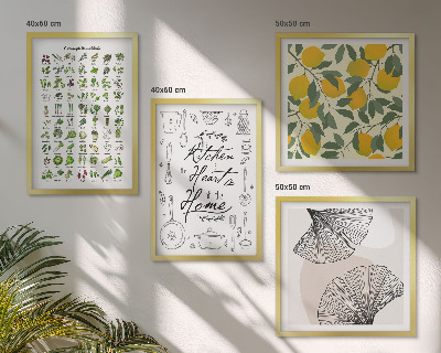 Mur de tableaux Herbes aromatiques de cuisine, peinture au citron