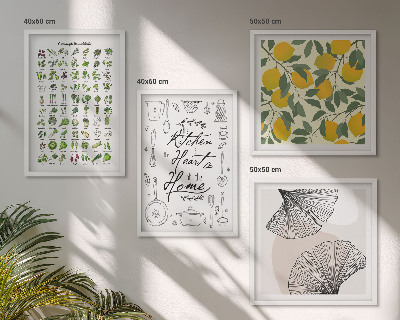 Mur de tableaux Herbes aromatiques de cuisine, peinture au citron