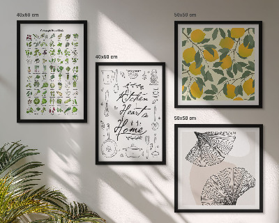 Mur de tableaux Herbes aromatiques de cuisine, peinture au citron