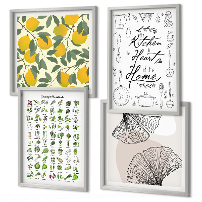 Mur de tableaux Herbes aromatiques de cuisine, peinture au citron