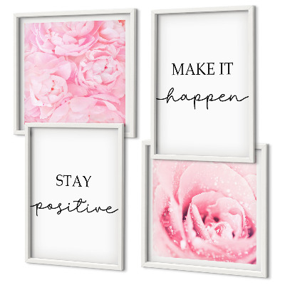 Polyptyque z cadres Fleurs roses minimalistes