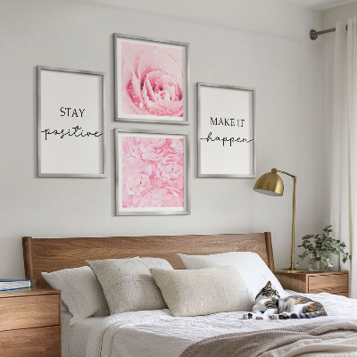 Polyptyque z cadres Fleurs roses minimalistes