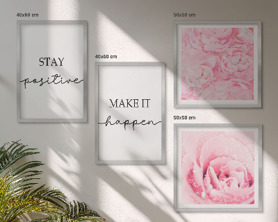 Polyptyque z cadres Fleurs roses minimalistes