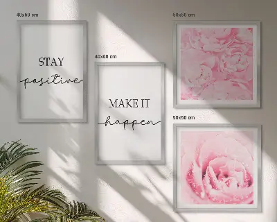 Fleurs roses minimalistes polyptyque de 2 cadres