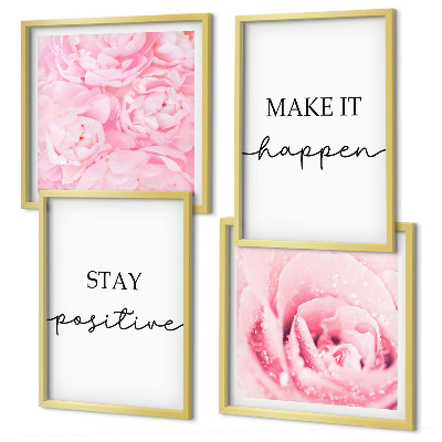 Polyptyque z cadres Fleurs roses minimalistes
