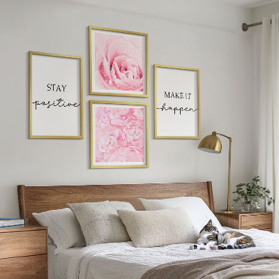 Polyptyque z cadres Fleurs roses minimalistes