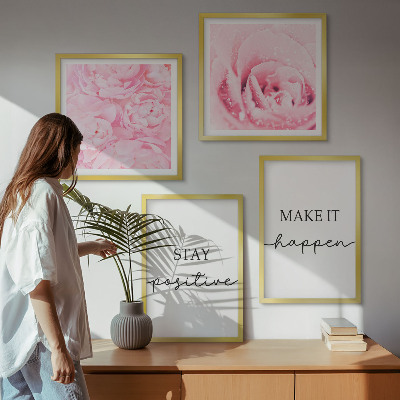 Polyptyque z cadres Fleurs roses minimalistes