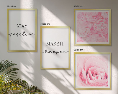 Polyptyque z cadres Fleurs roses minimalistes