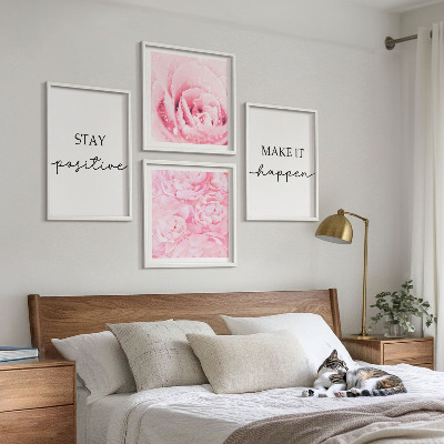 Polyptyque z cadres Fleurs roses minimalistes