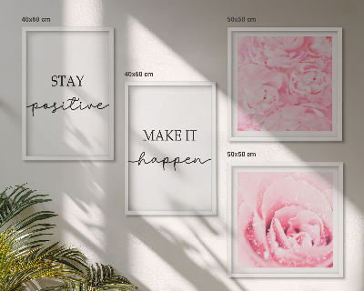 Polyptyque z cadres Fleurs roses minimalistes