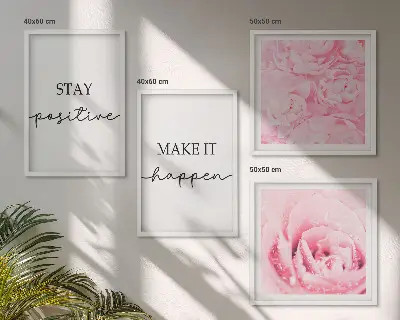 Fleurs roses minimalistes polyptyque de 2 cadres