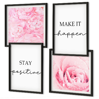 Polyptyque z cadres Fleurs roses minimalistes