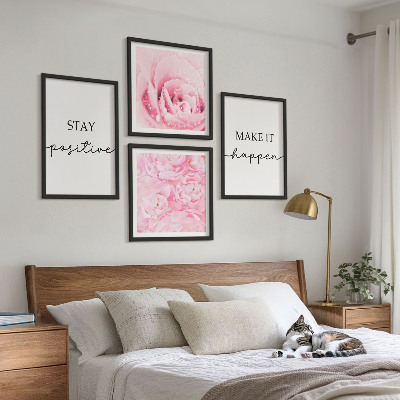Polyptyque z cadres Fleurs roses minimalistes