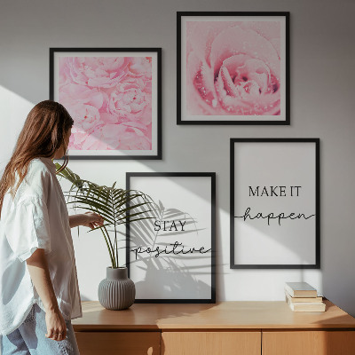 Polyptyque z cadres Fleurs roses minimalistes