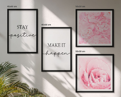 Polyptyque z cadres Fleurs roses minimalistes