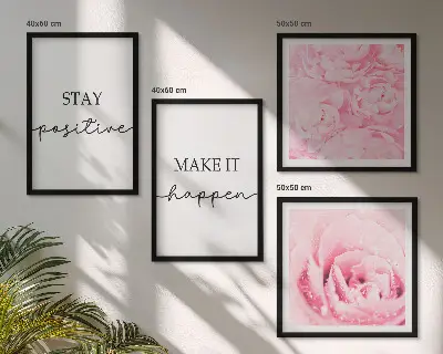 Fleurs roses minimalistes polyptyque de 2 cadres