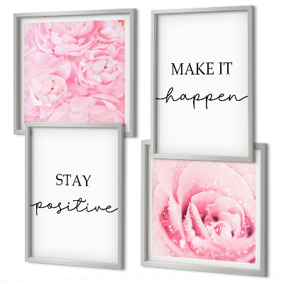 Polyptyque z cadres Fleurs roses minimalistes