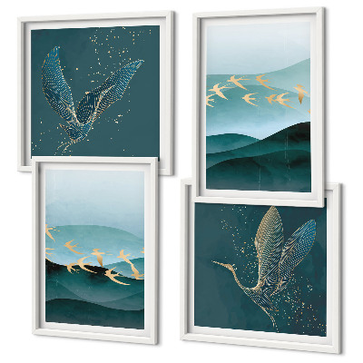 Mur de tableaux Paysages abstraits de vagues d'oiseaux
