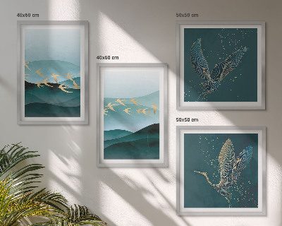 Mur de tableaux Paysages abstraits de vagues d'oiseaux