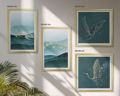 Mur de tableaux Paysages abstraits de vagues d'oiseaux