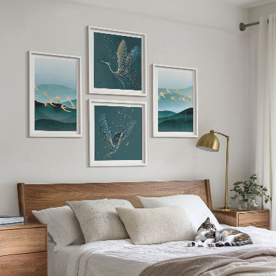 Mur de tableaux Paysages abstraits de vagues d'oiseaux