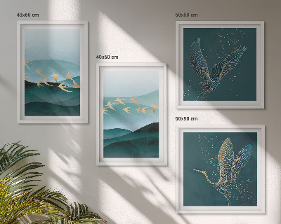 Mur de tableaux Paysages abstraits de vagues d'oiseaux