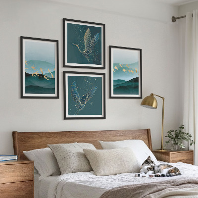 Mur de tableaux Paysages abstraits de vagues d'oiseaux