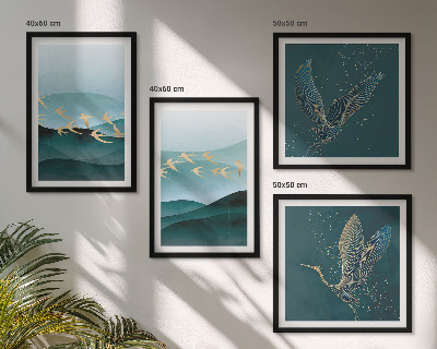 Mur de tableaux Paysages abstraits de vagues d'oiseaux