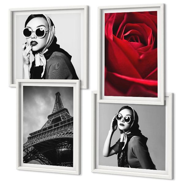 Mur de tableaux Parisienne avec des lunettes eiffel
