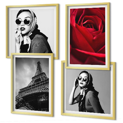 Mur de tableaux Parisienne avec des lunettes eiffel