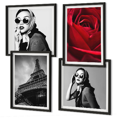 Mur de tableaux Parisienne avec des lunettes eiffel