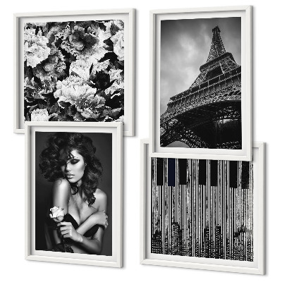 Polyptyque z cadres Portrait d'une femme avec une rose eiffel
