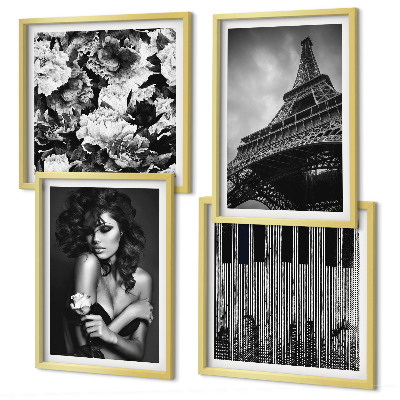 Polyptyque z cadres Portrait d'une femme avec une rose eiffel