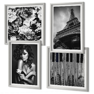Polyptyque z cadres Portrait d'une femme avec une rose eiffel