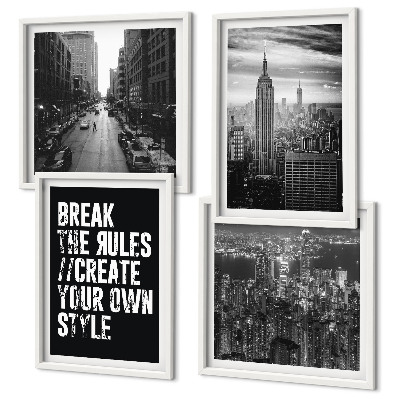 Ensemble de 4 tableaux Inspiration pour les rues de la ville en noir et blanc