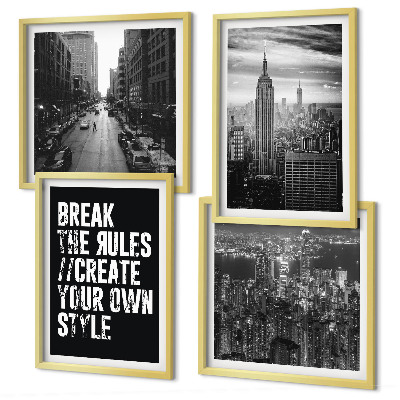 Ensemble de 4 tableaux Inspiration pour les rues de la ville en noir et blanc