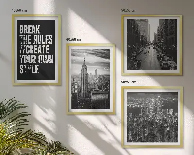 Ensemble de 4 tableaux inspiration urbaine en noir et blanc